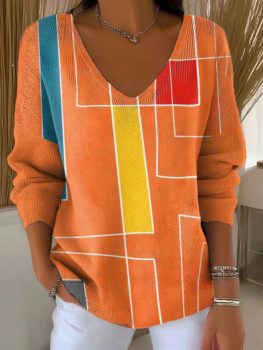 Lunessa – Feminin blød strikpullover med V-udskæring