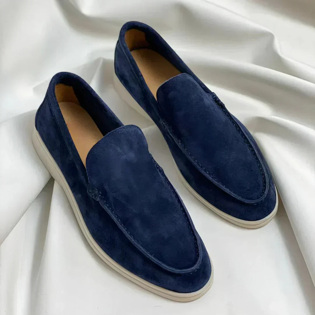 Elegante mokkasiner i ruskind