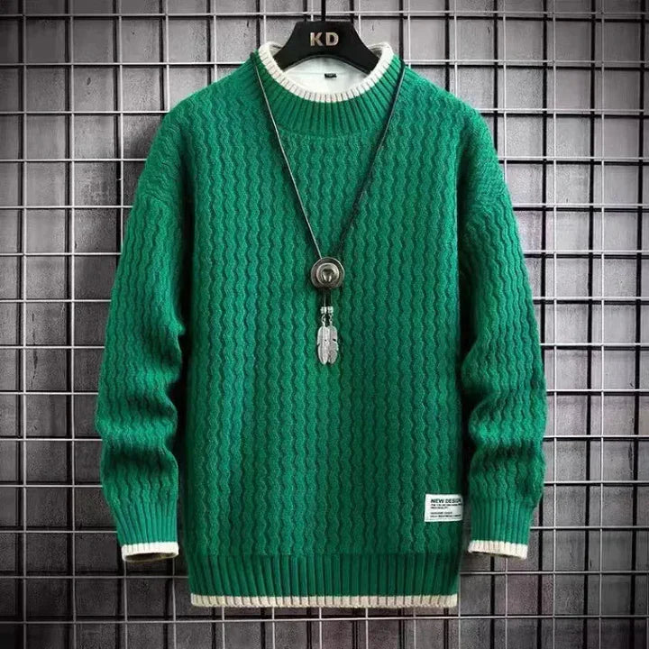 Levi | Sweater med farveblokke og fletmønster