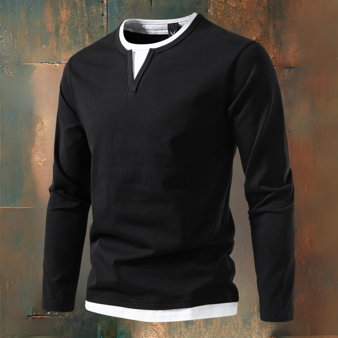 François T-shirt med lange ærmer og V-hals, moderne stil