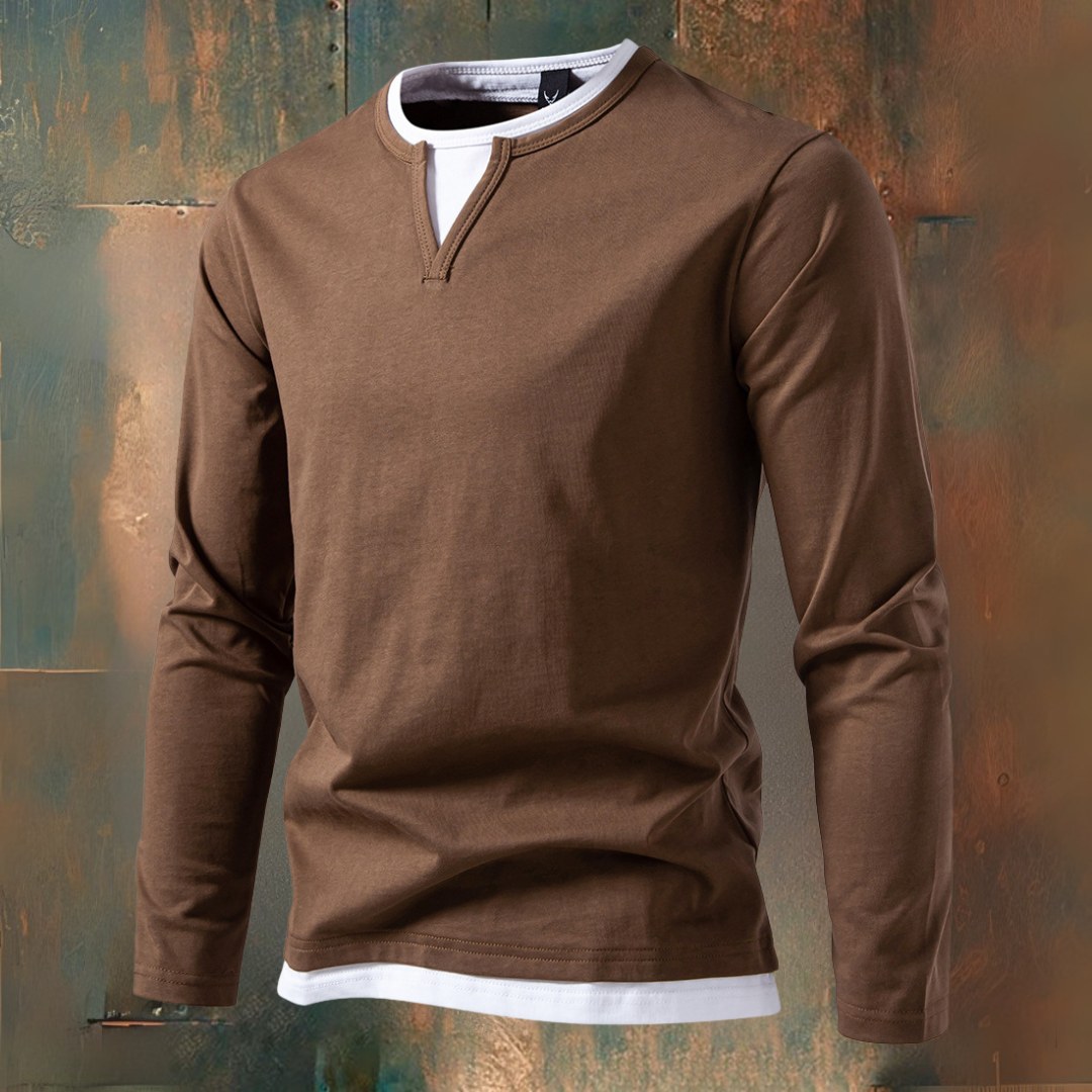 François T-shirt med lange ærmer og V-hals, moderne stil