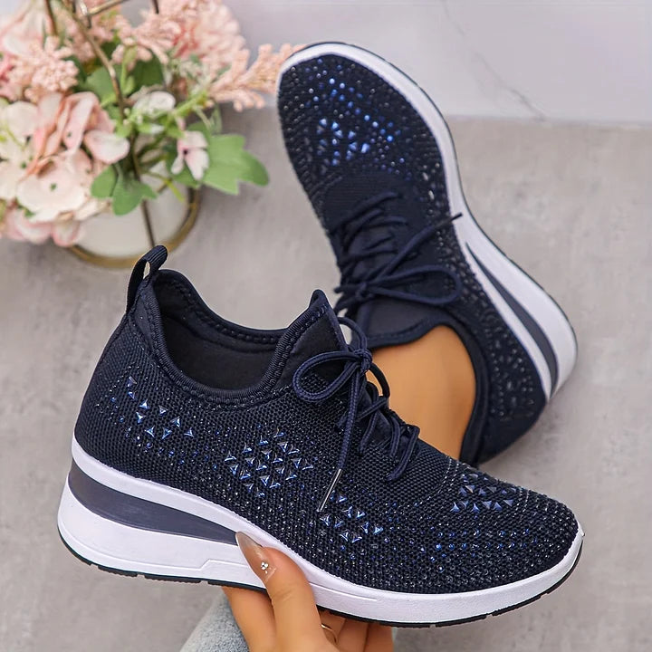 Giselle – Ortopædiske Sneakers med Glitrende Krystaller
