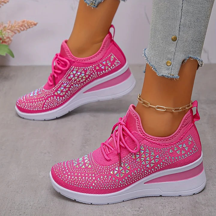 Giselle – Ortopædiske Sneakers med Glitrende Krystaller