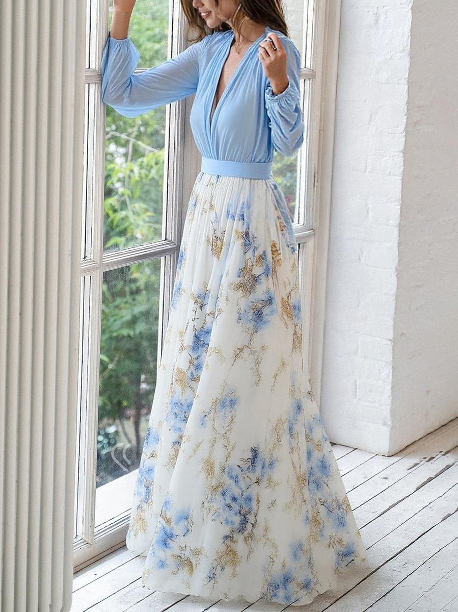 Dolores - Lang Kjole med Blomster