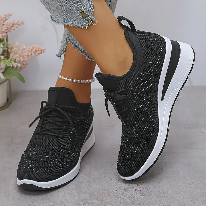 Giselle – Ortopædiske Sneakers med Glitrende Krystaller