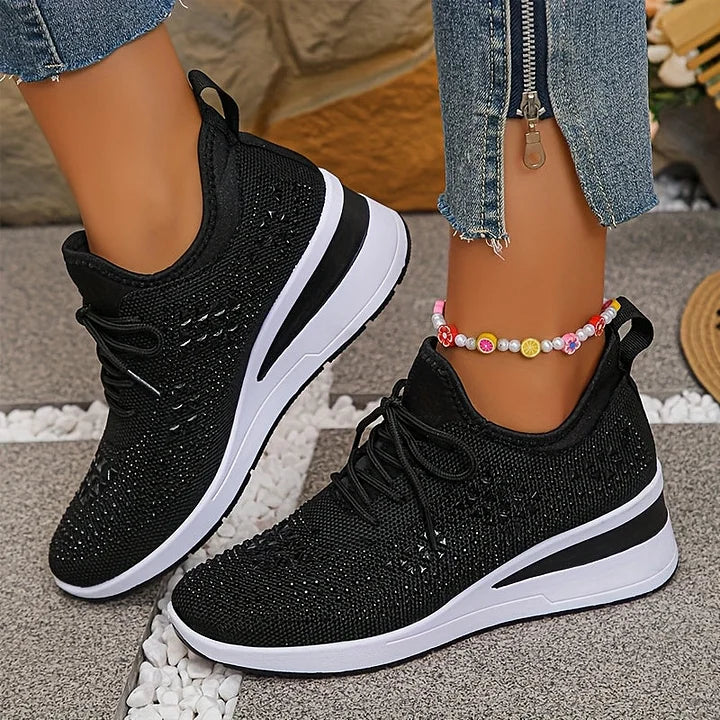 Giselle – Ortopædiske Sneakers med Glitrende Krystaller