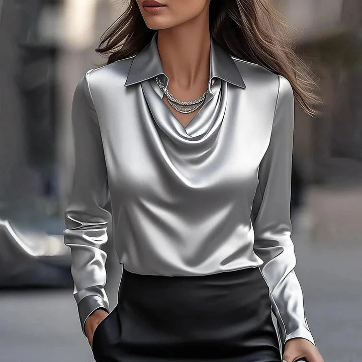 Gosia™ | Elegant Satinbluse med V-hals