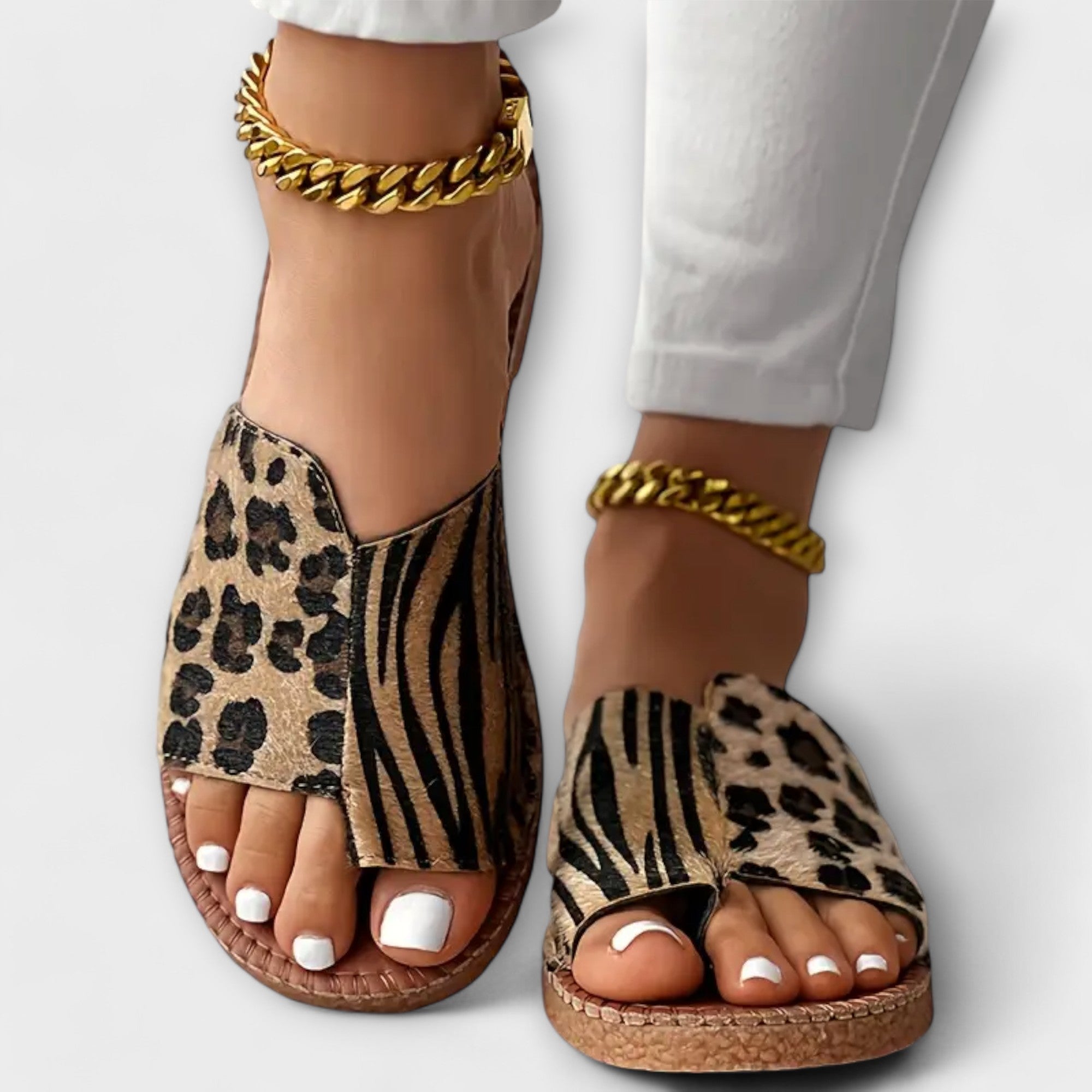 Lækre Sandaler med To-Farvet Leopardmønster