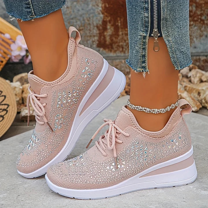 Giselle – Ortopædiske Sneakers med Glitrende Krystaller