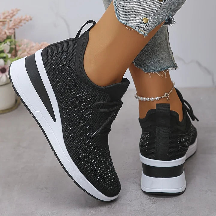 Giselle – Ortopædiske Sneakers med Glitrende Krystaller