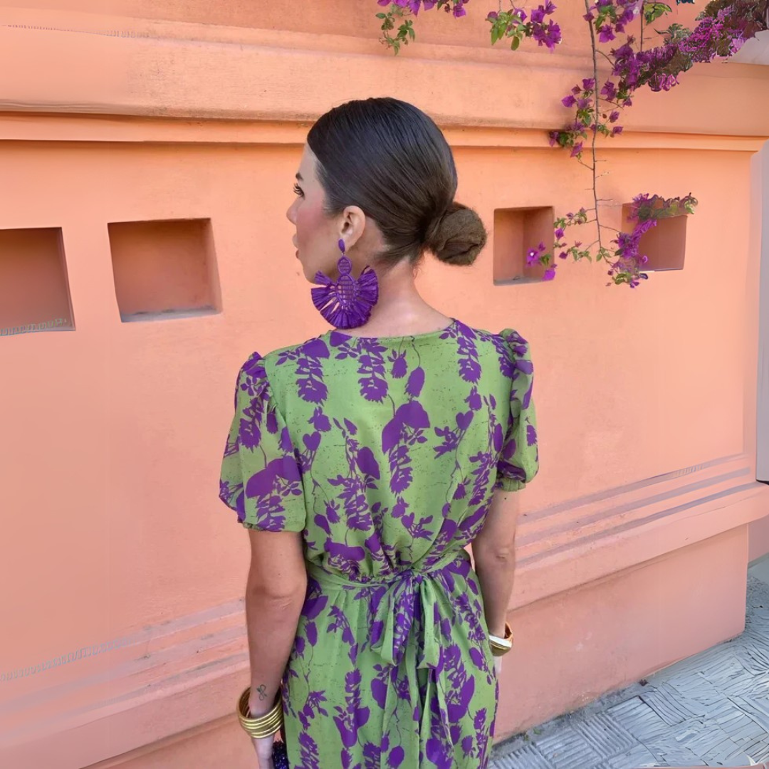 Danielle™ | Blomstret Midi Kjole