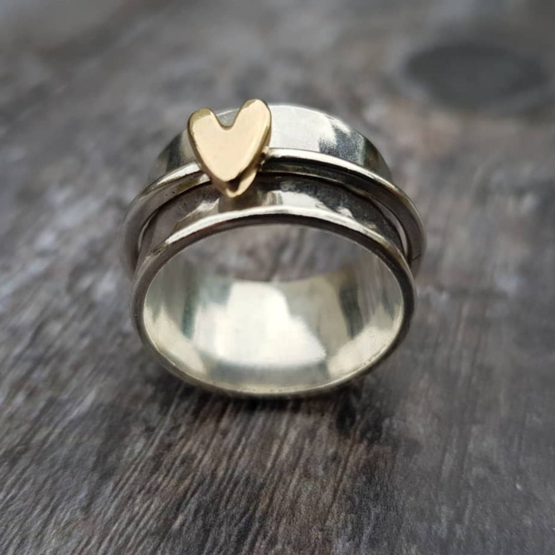 Mely - Sølv Ring med Guld Hjerte