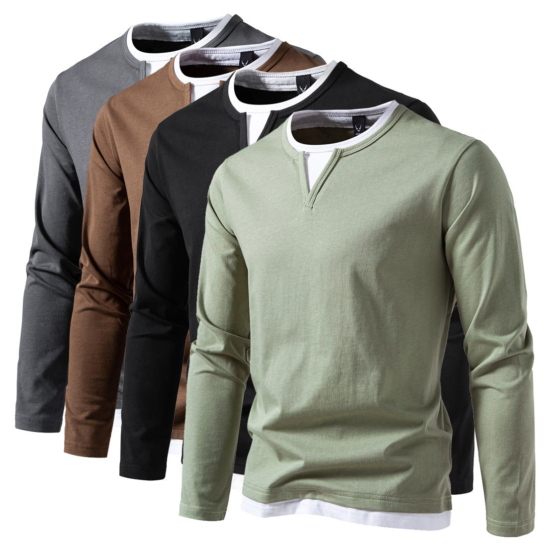 François T-shirt med lange ærmer og V-hals, moderne stil