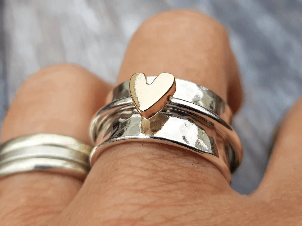 Mely - Sølv Ring med Guld Hjerte