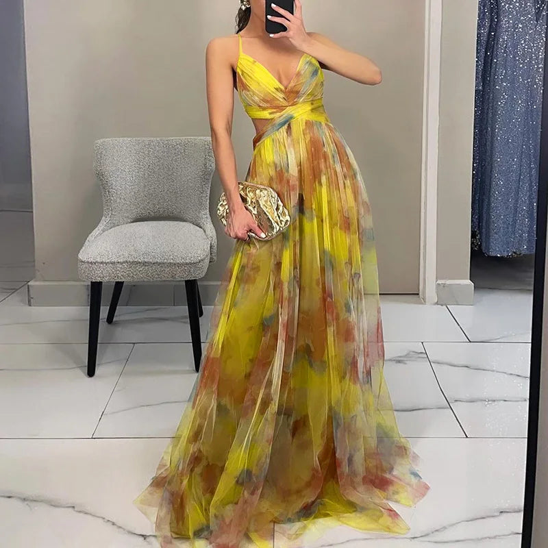 Giselle - Charmerende Maxi Kjole med Blomsterprint