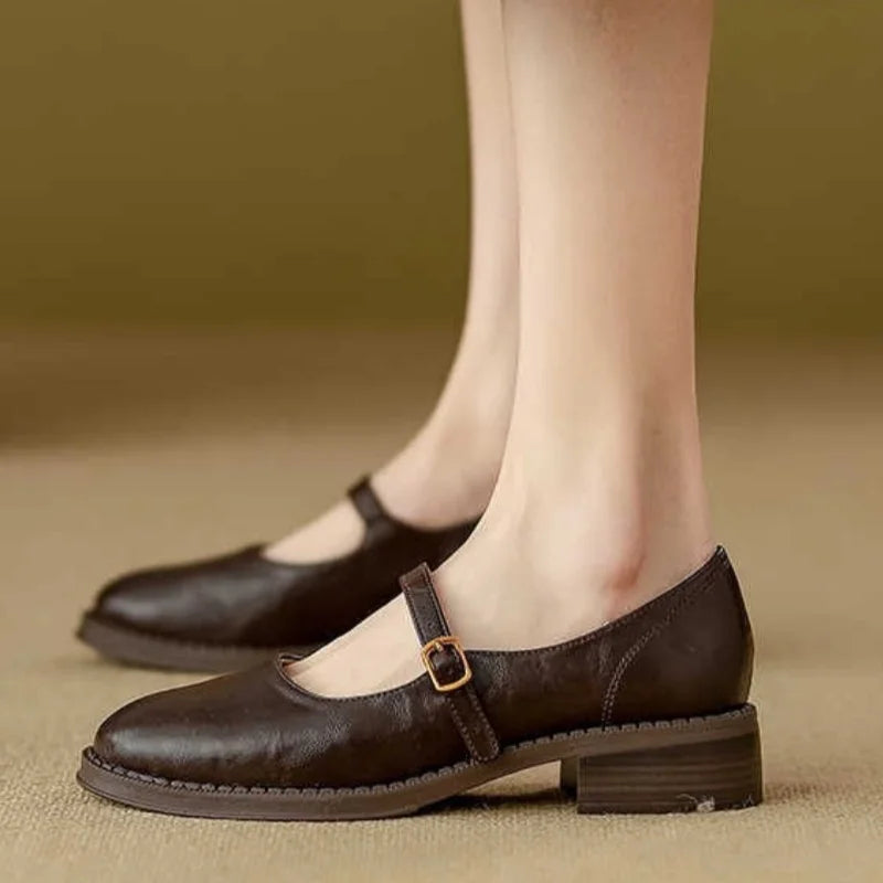 Amanda™ | Klassiske Komfortable Mary Janes Fremstillet af Læder
