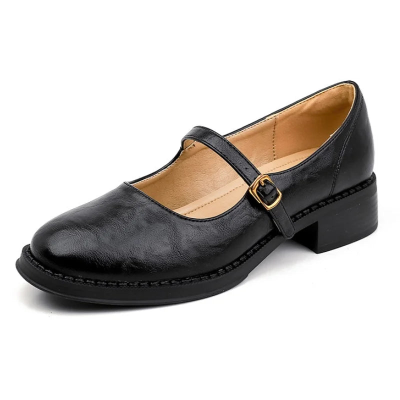 Amanda™ | Klassiske Komfortable Mary Janes Fremstillet af Læder