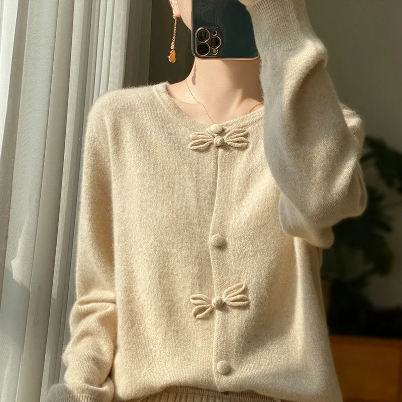 Beatrice | Cardigan med kasjmirsløjfe