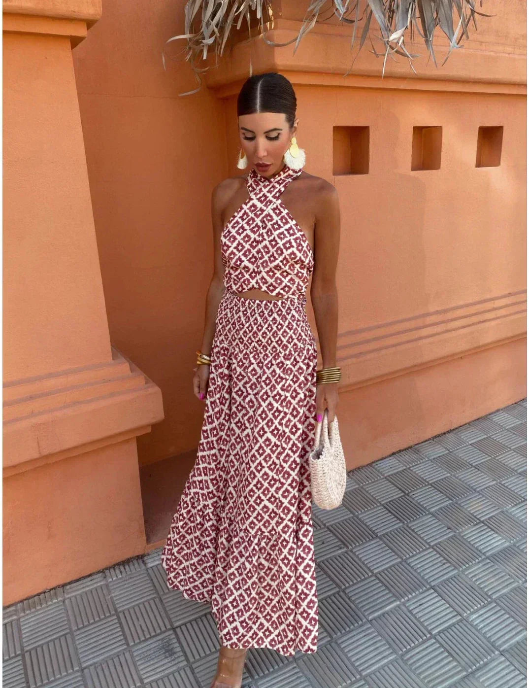 Mickay™ | Elegant Midi Kjole med Drapering og Off-the-Shoulder Stropper
