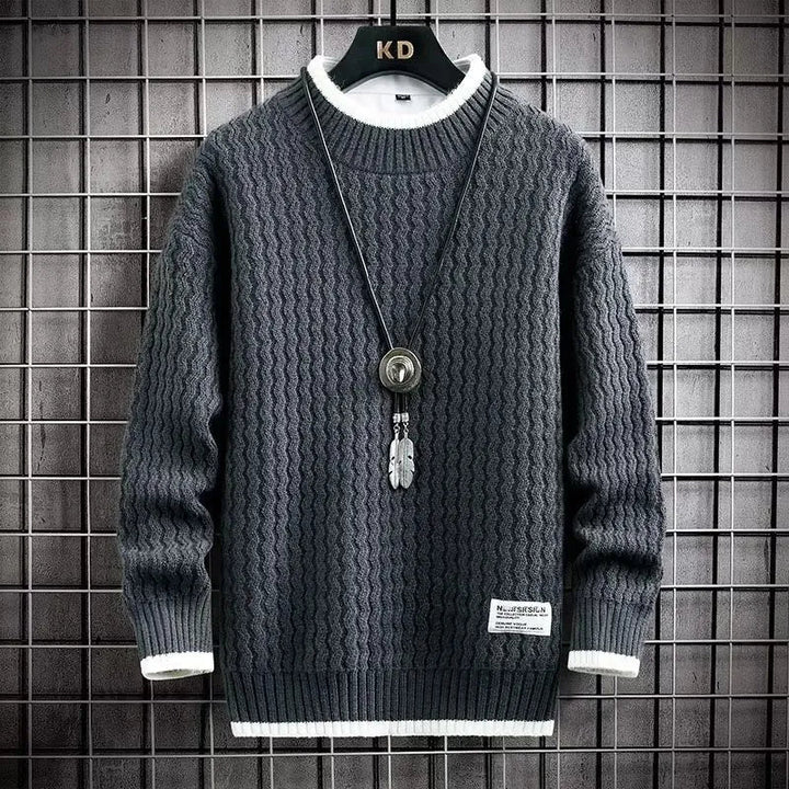Levi | Sweater med farveblokke og fletmønster
