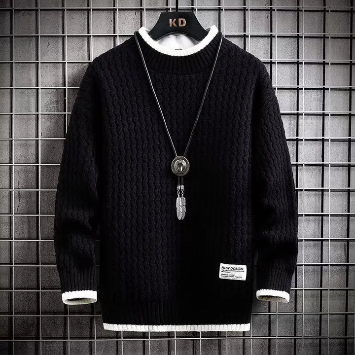 Levi | Sweater med farveblokke og fletmønster