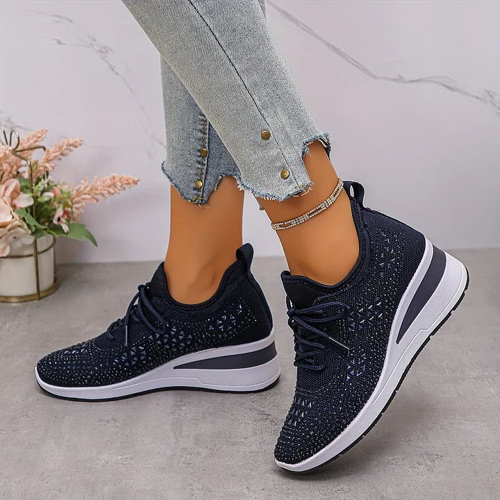 Giselle – Ortopædiske Sneakers med Glitrende Krystaller