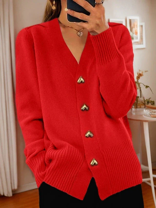 Adele | Elegant Cardigan med Hjerteformede Knapper