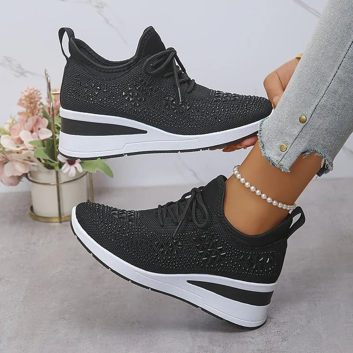 Giselle – Ortopædiske Sneakers med Glitrende Krystaller