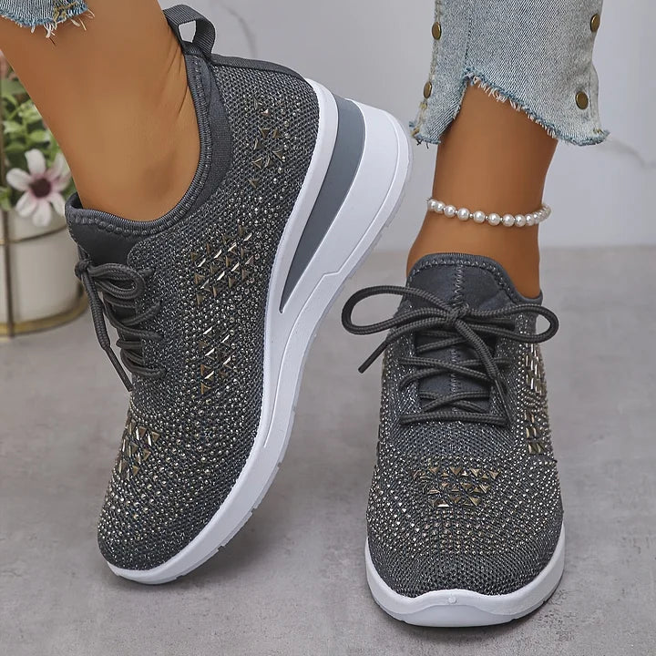 Giselle – Ortopædiske Sneakers med Glitrende Krystaller