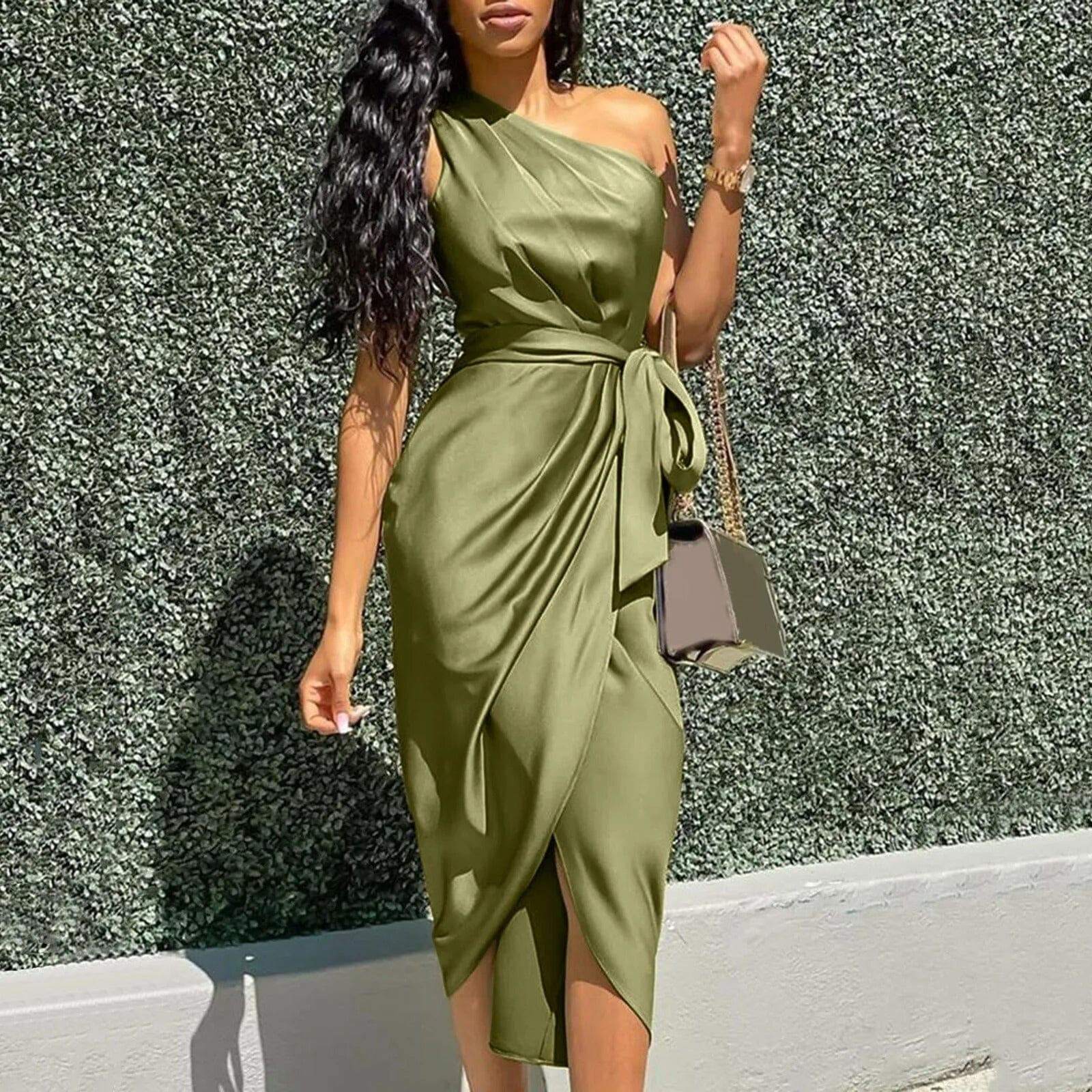 Eve™ | Asymmetrisk Silke Maxi Kjole med Volanger
