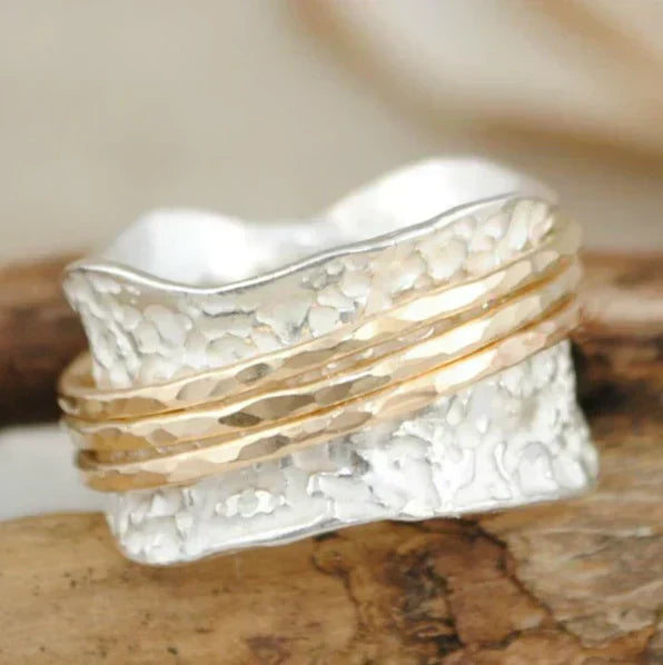 Vintage Spinner Ring i Guld og Sølv
