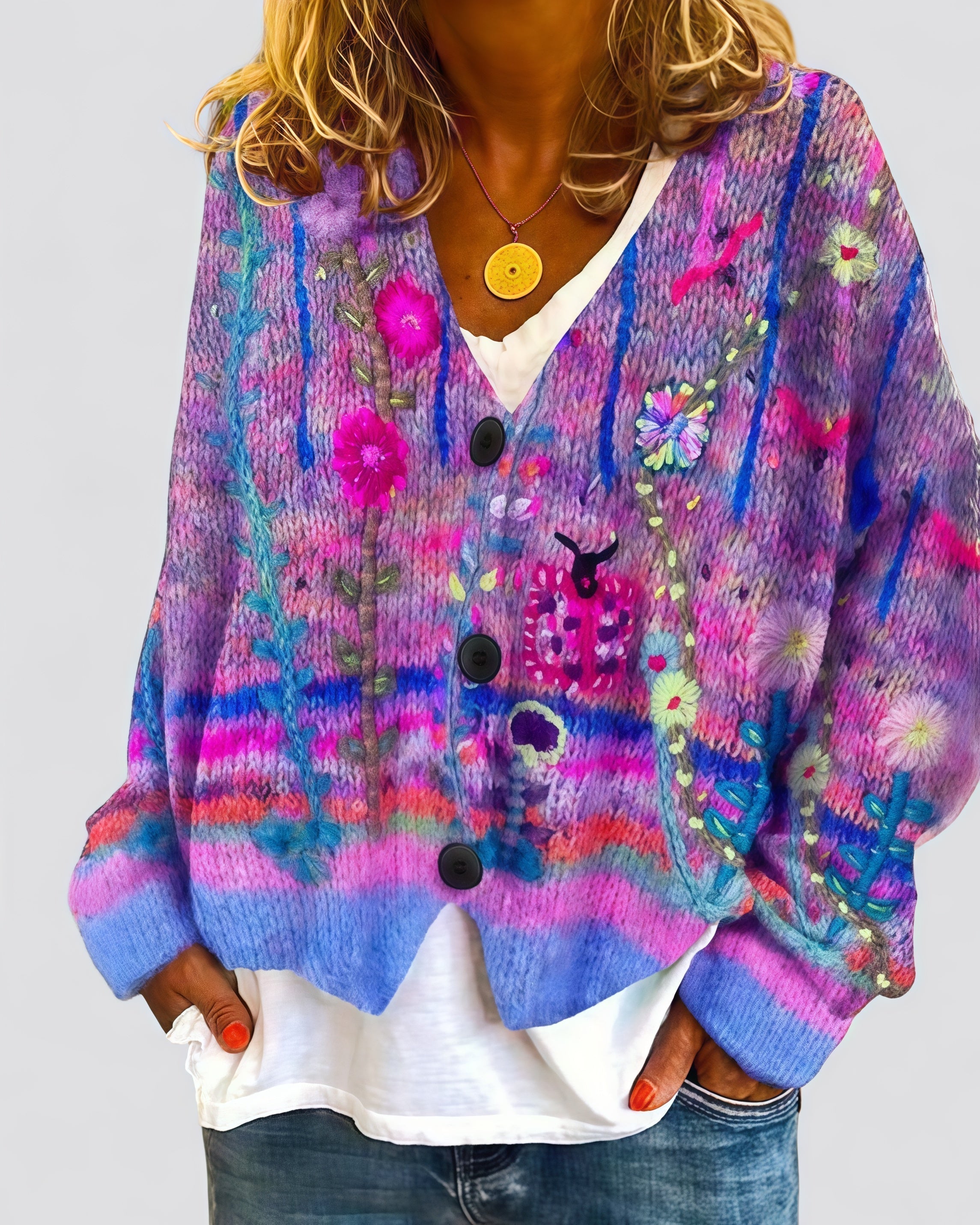 Callie | Elegant cardigan med blomster