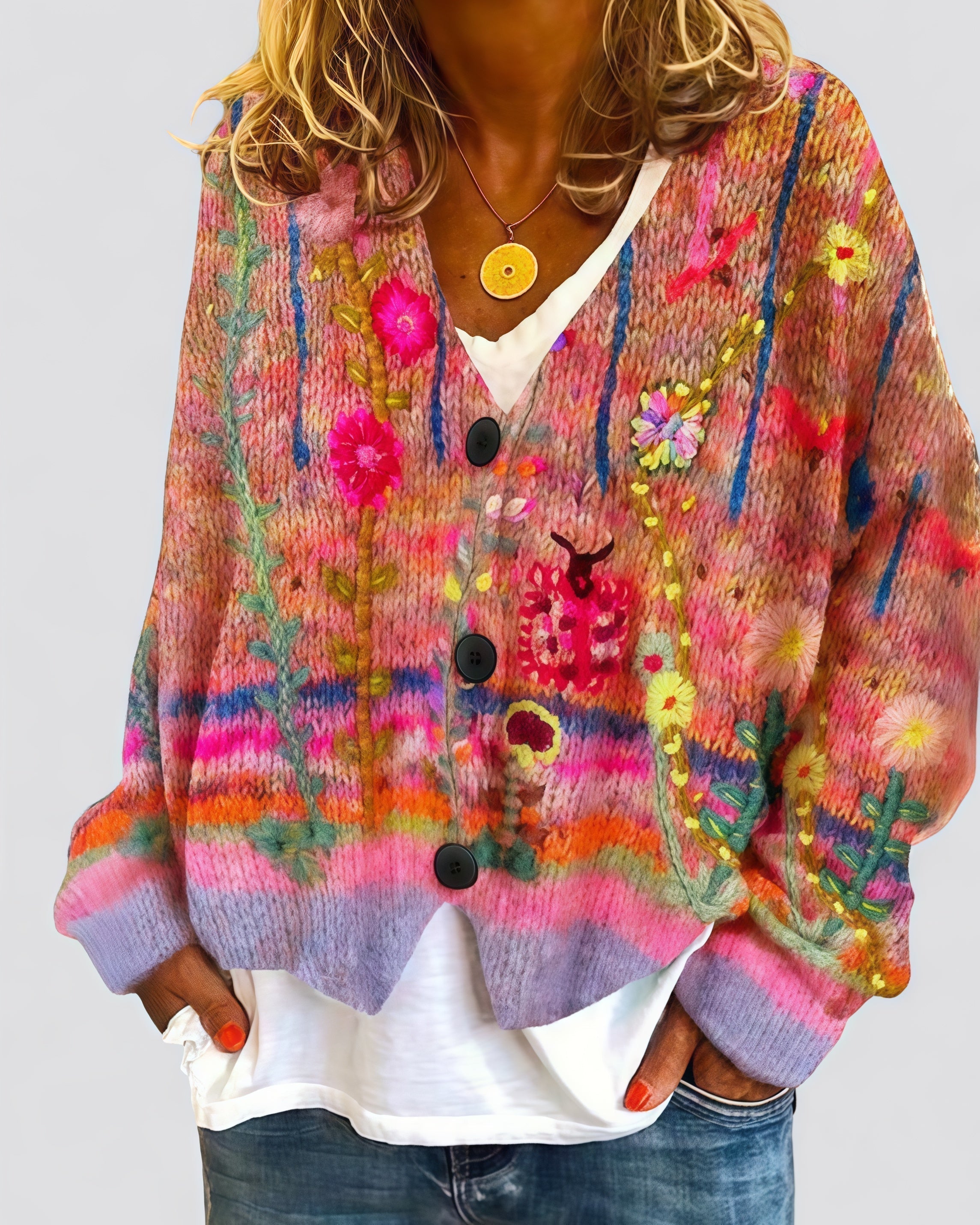 Callie | Elegant cardigan med blomster