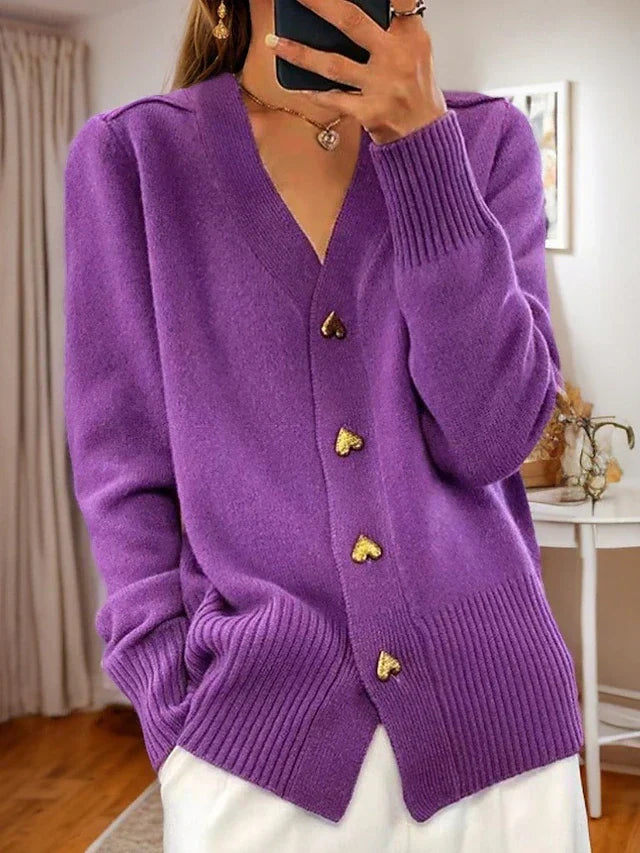 Adele | Elegant Cardigan med Hjerteformede Knapper