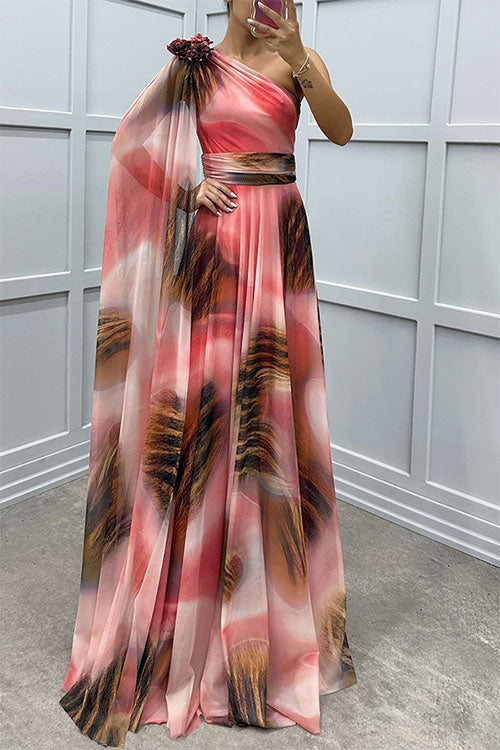 Lilliagirl – Kjole uden stropper i chiffon med print
