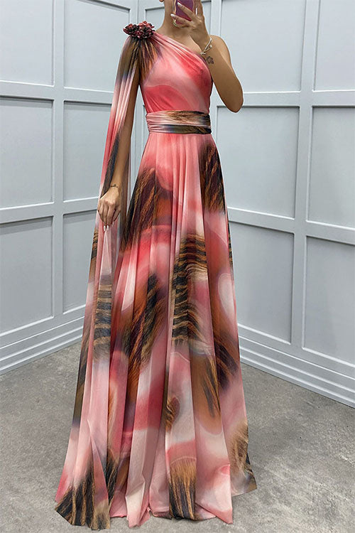 Lilliagirl – Kjole uden stropper i chiffon med print