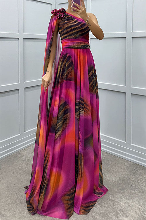 Lilliagirl – Kjole uden stropper i chiffon med print