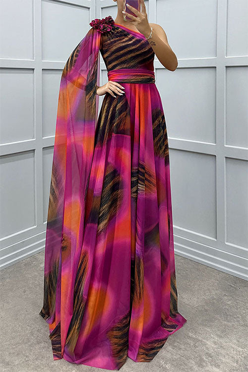 Lilliagirl – Kjole uden stropper i chiffon med print