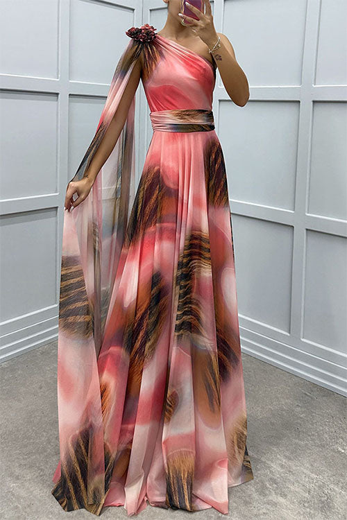 Lilliagirl – Kjole uden stropper i chiffon med print