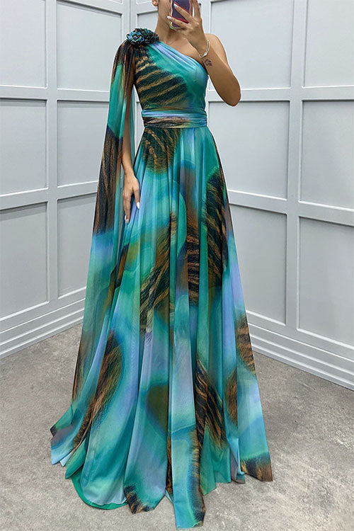 Lilliagirl – Kjole uden stropper i chiffon med print