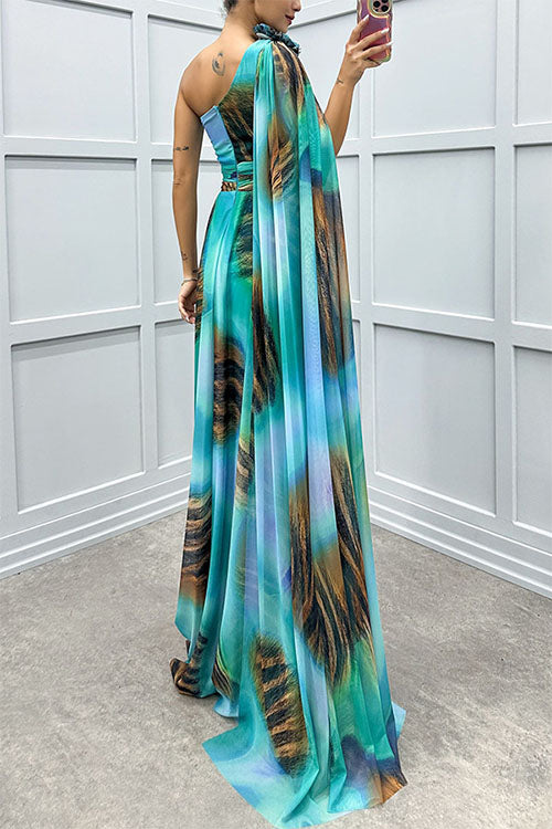Lilliagirl – Kjole uden stropper i chiffon med print