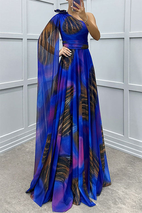 Lilliagirl – Kjole uden stropper i chiffon med print
