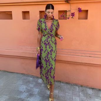 Danielle™ | Blomstret Midi Kjole