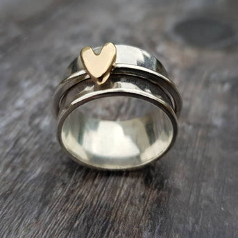 Mely - Sølv Ring med Guld Hjerte