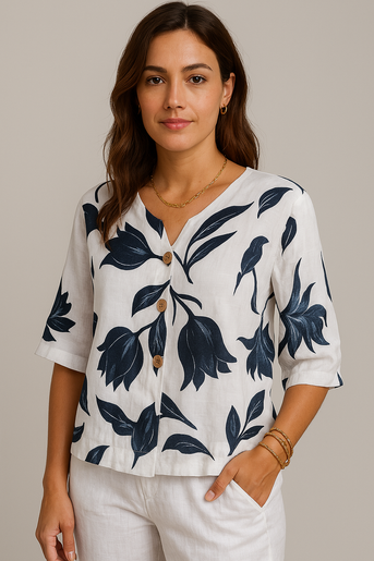 Elisa | Løs skjorte med blomster