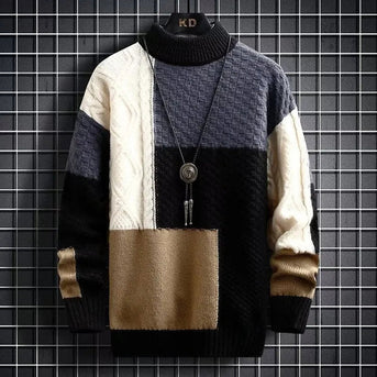 Levi | Sweater med farveblokke og fletmønster