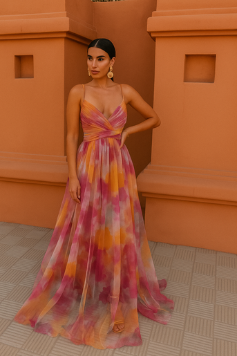 Giselle - Charmerende Maxi Kjole med Blomsterprint