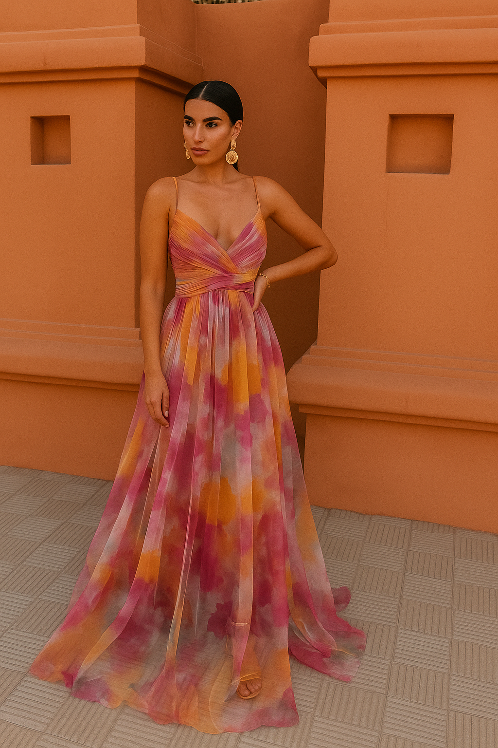 Giselle - Charmerende Maxi Kjole med Blomsterprint